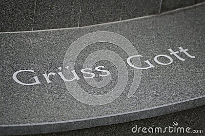 House entrance with german inscription `GrÃ¼ÃŸ Gott` meaning warm welcome. Editorial Stock Photo